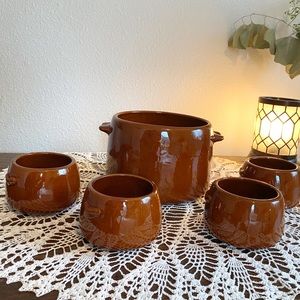 West Bend Bean Pot and Bowls - Vintage